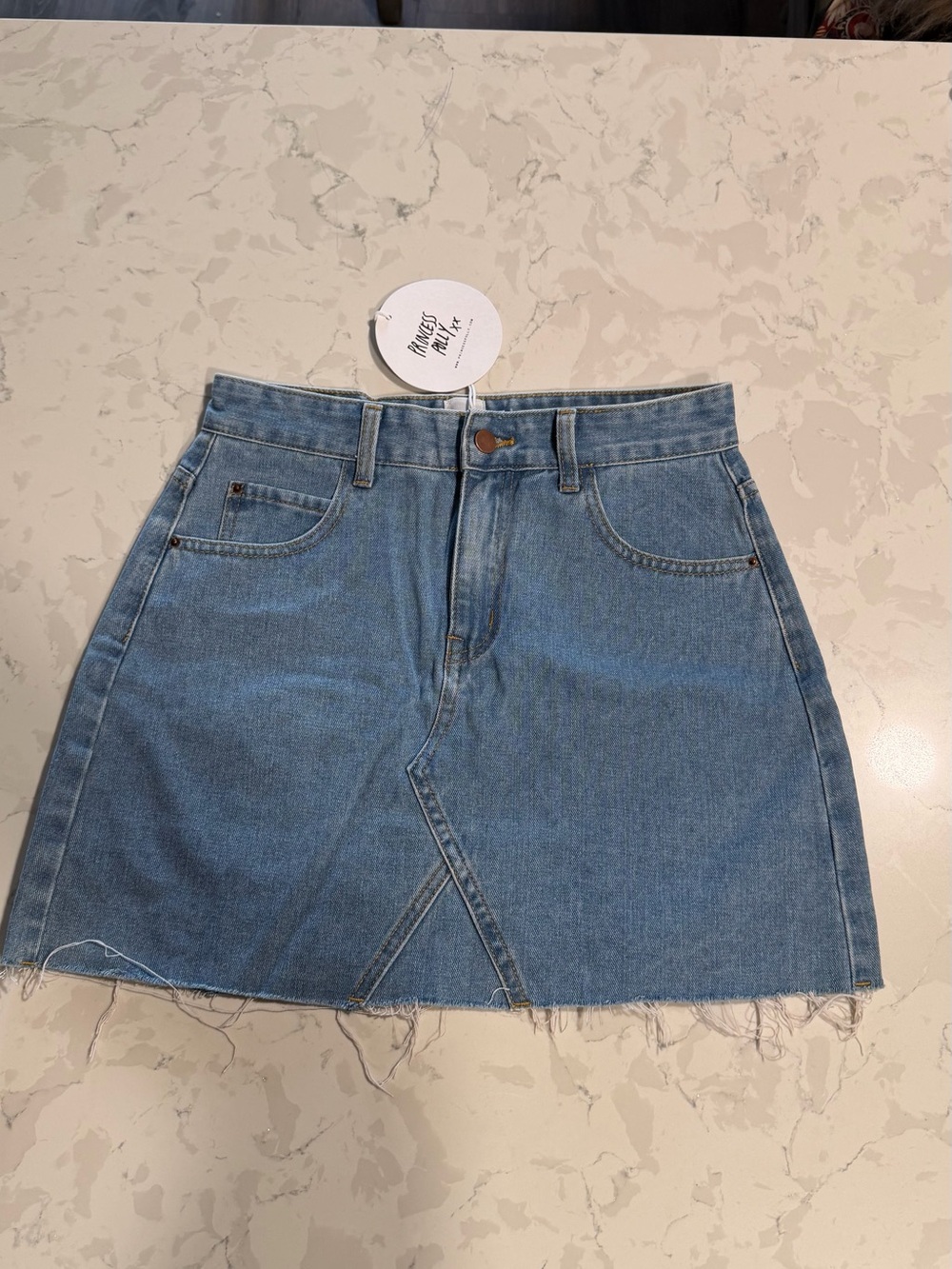 Princess Polly Light Blue Denim A-Line Mini Skirt